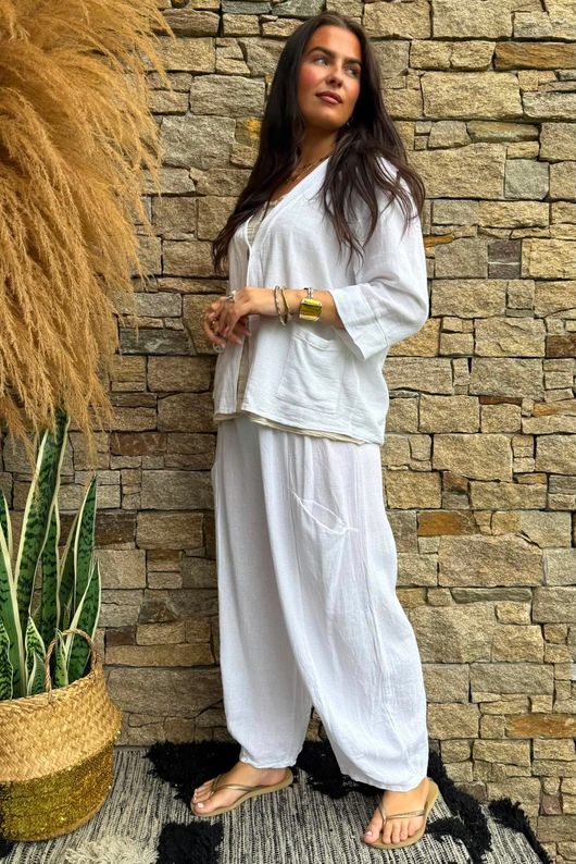 Lina Linen Blend Box Jacket White